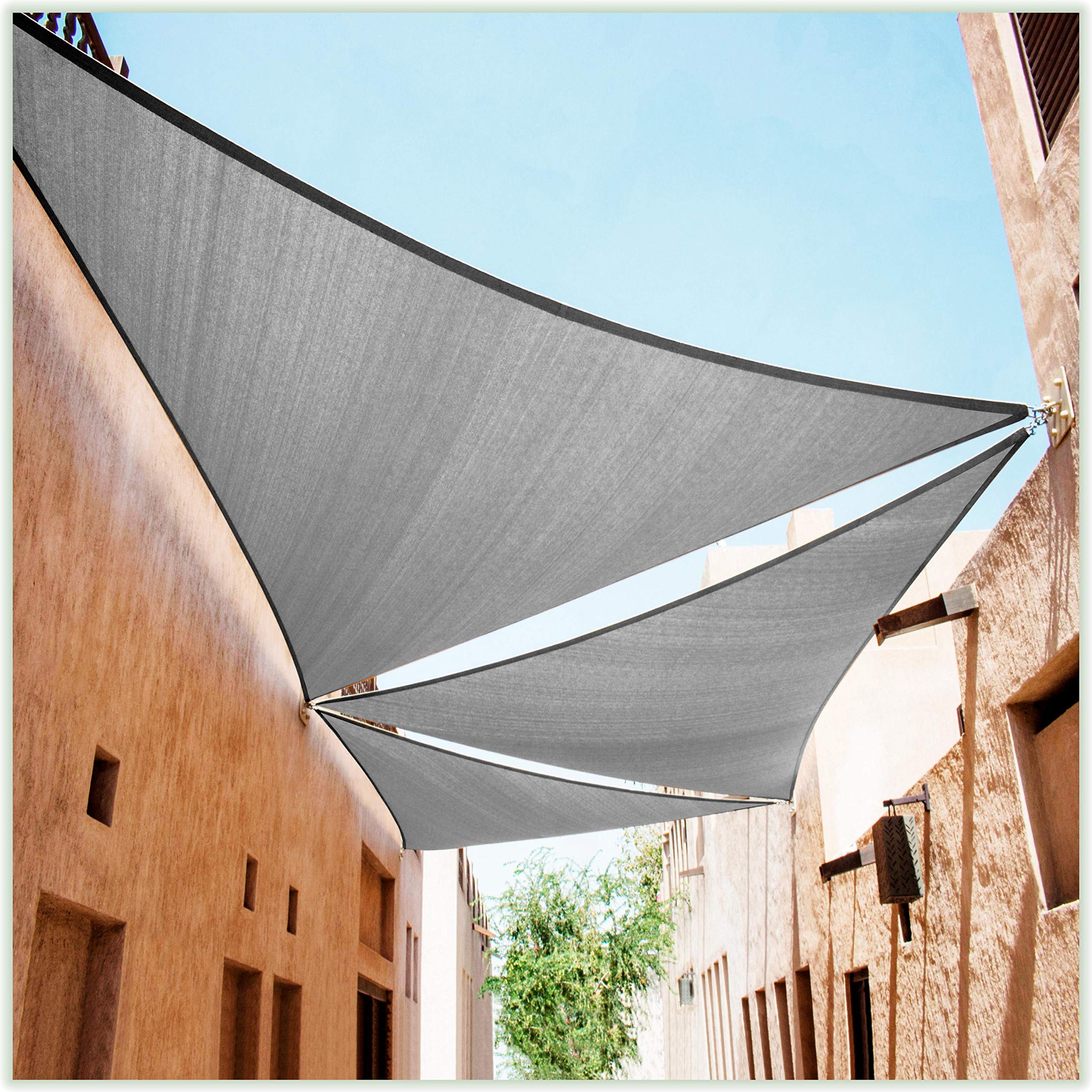 Colourtree 10' X 10' X 14' Grey Sun Shade Sail Right Triangle Canopy Fabric Cloth Screen Taprt10, Water Permeable & Uv Block Upf